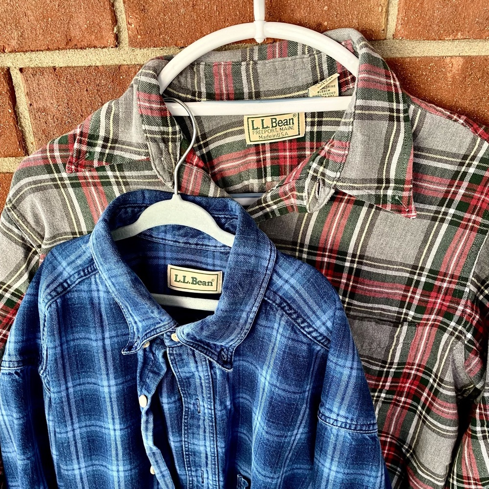 Two Vintage LL Bean Men’s Medium flannel.